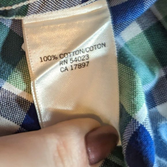 Banana Republic Factory Green/Blue Plaid Long Sleeve Button Down Shirt Size XL - Picture 9 of 13